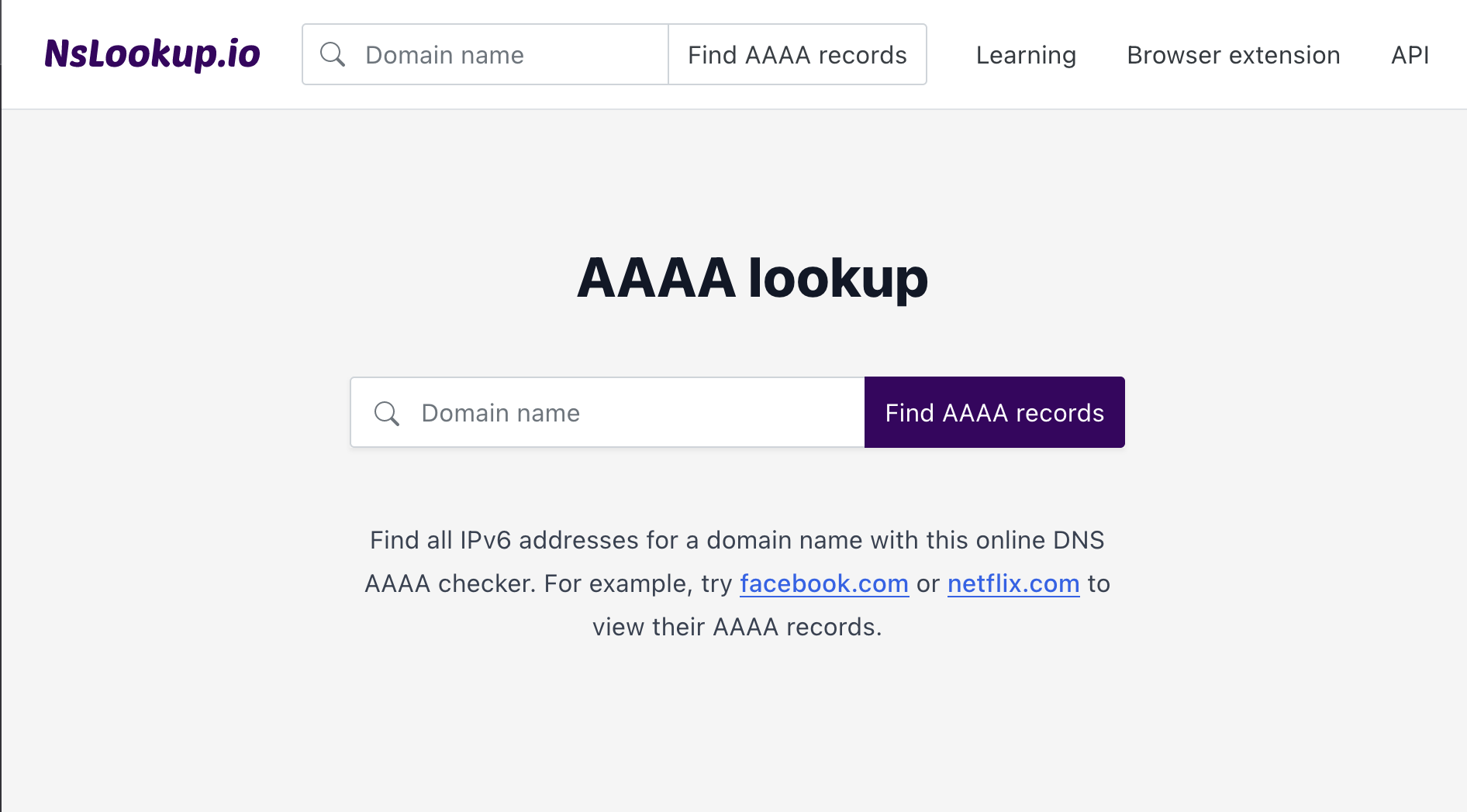 Open the AAAA lookup tool