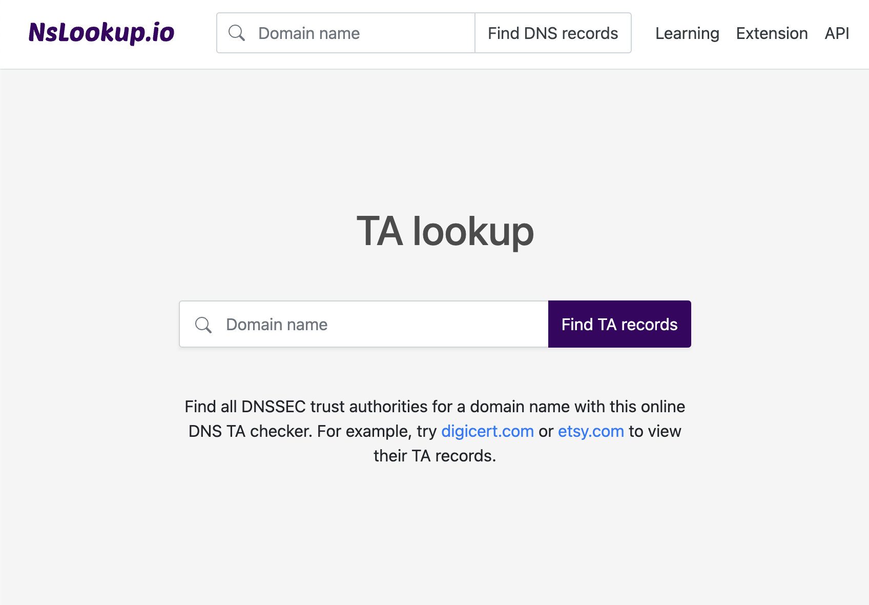 Open the TA lookup tool